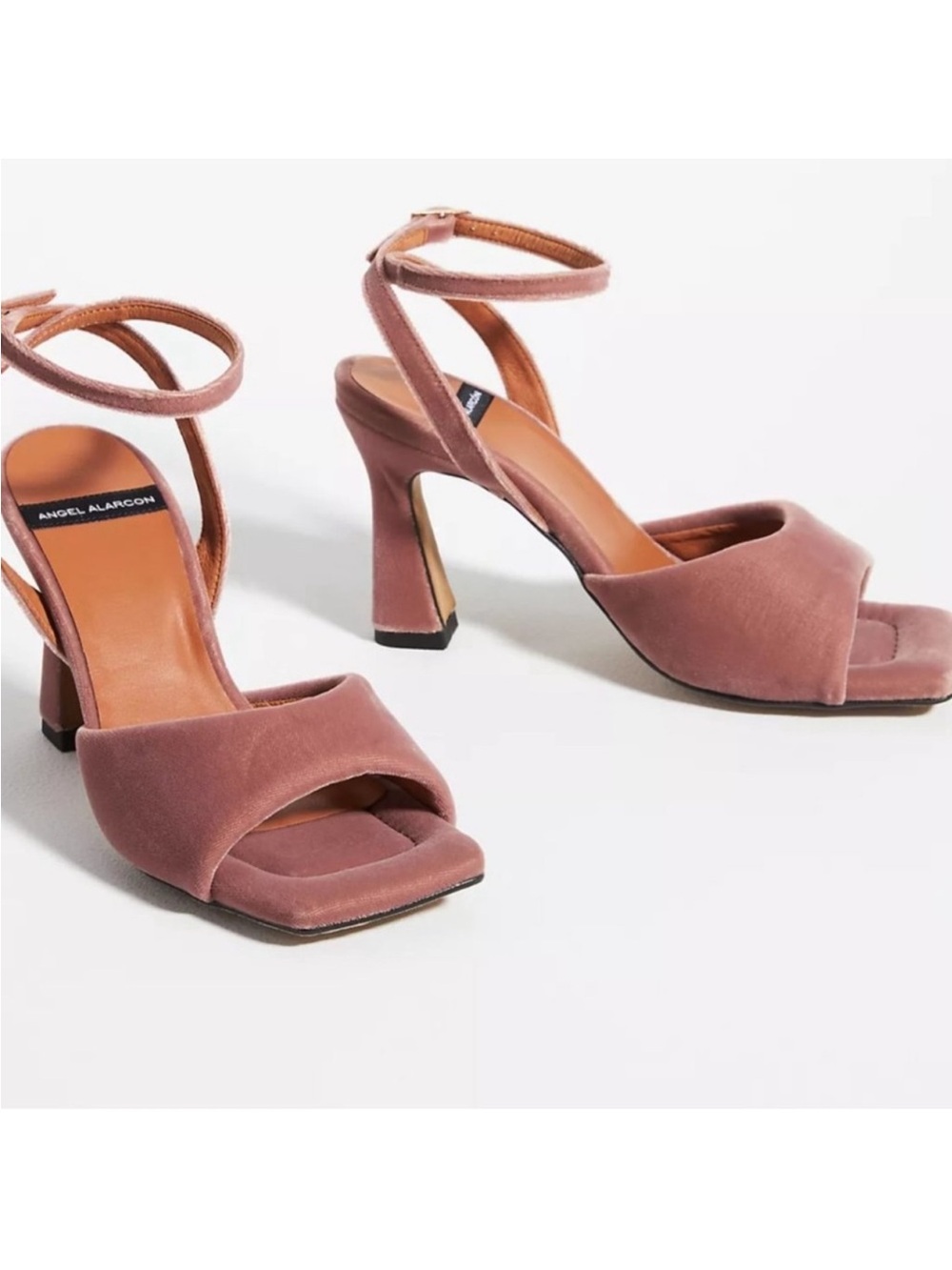 Anthropologie Angel Alarcon Puffy Ankle-Strap Heels Dusty Pink